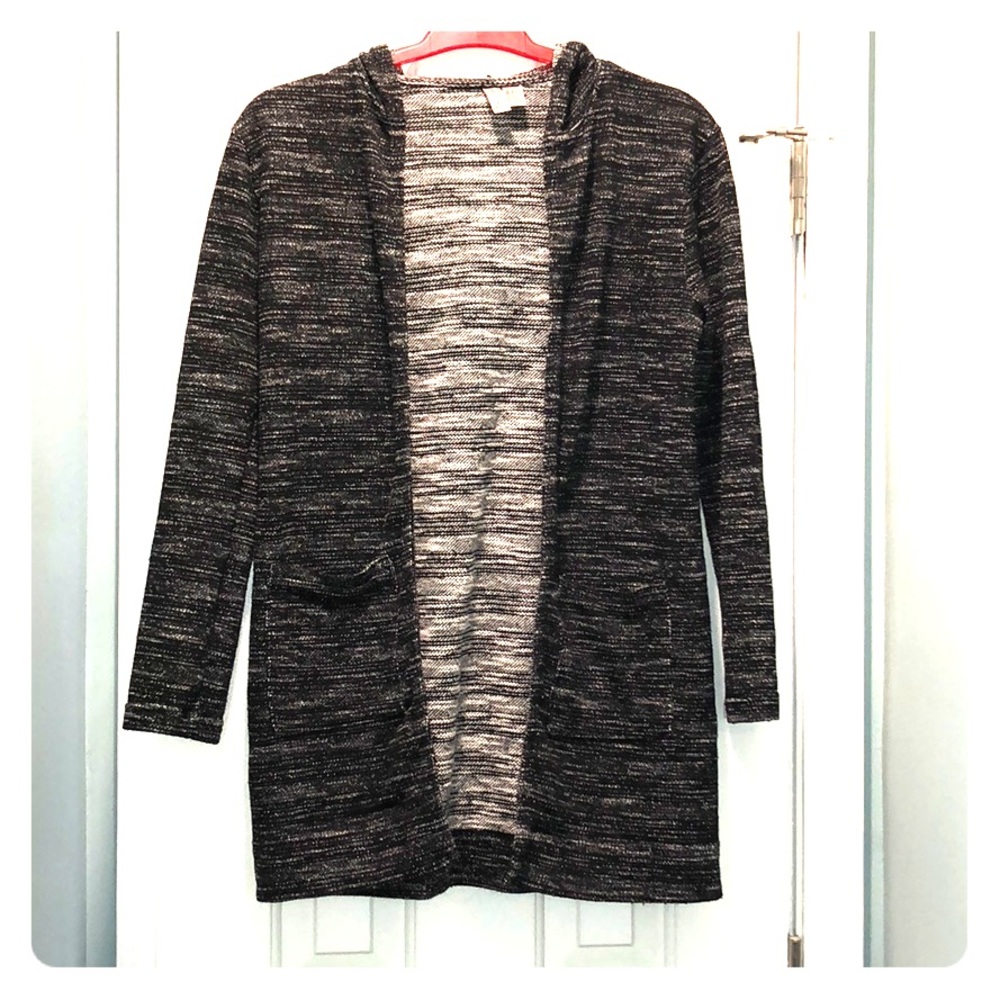 Hooded cable knit sweater